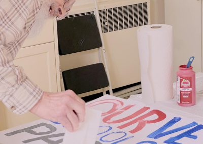 working on protest sign